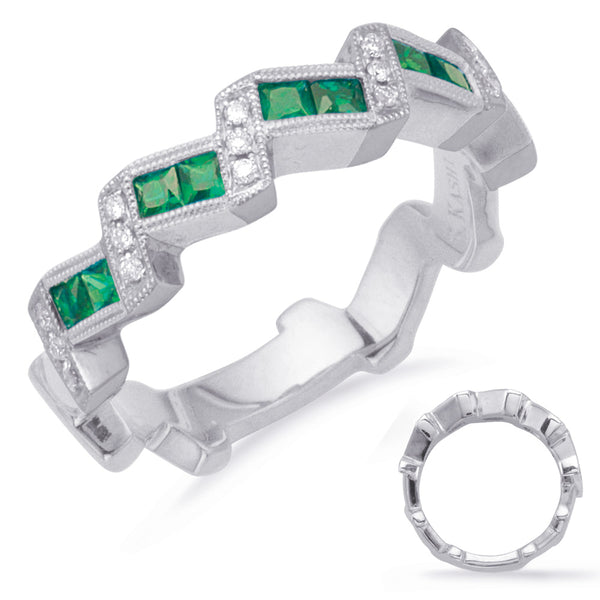 White Gold Emerald & Diamond Ring - C5805-EWG