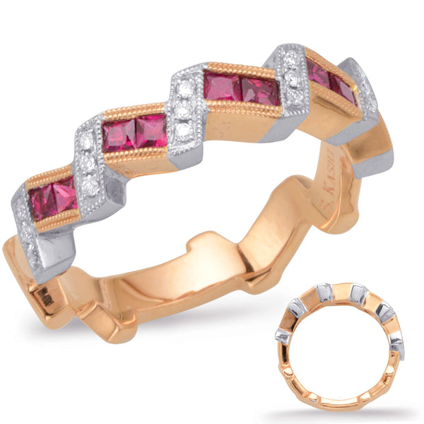 Rose & White Gold Ruby & Diamond Ring - C5805-RRW