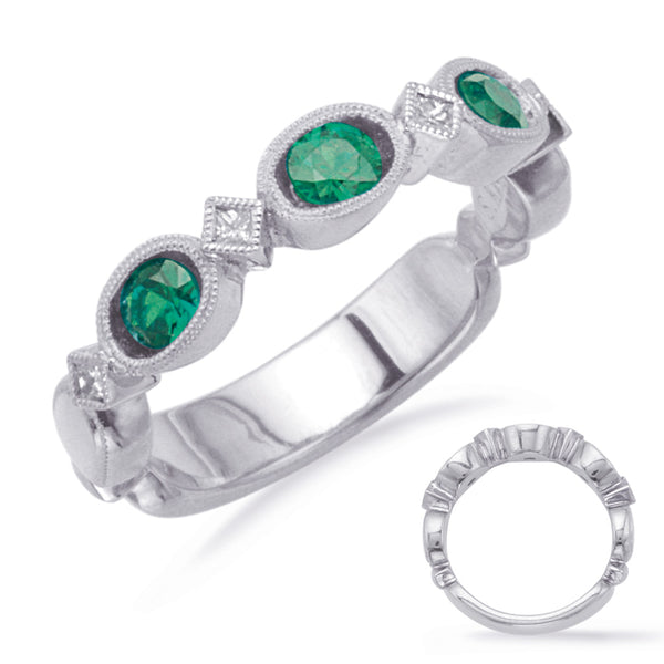 White Gold  Emerald & Diamond Ring - C5807-EWG