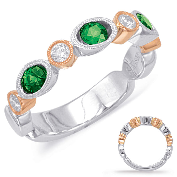 Rose & White Emerald & Diamond Ring - C5808-ERW