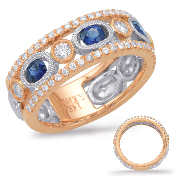 Rose & White Sapphire & Diamond Ring - C5809-SRW
