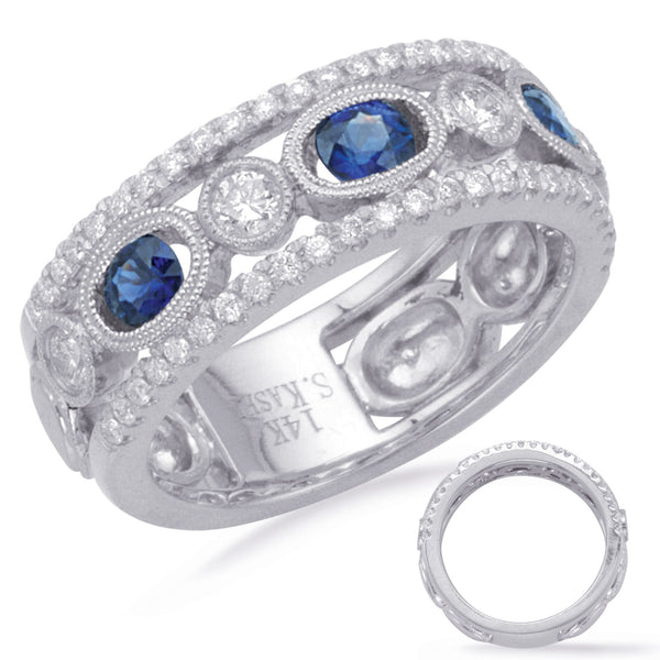 White Gold Sapphire & Diamond Ring - C5809-SWG