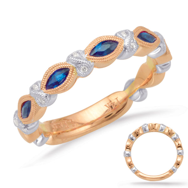 Rose & White Sapphire & Diamond Ring - C5810-SRW