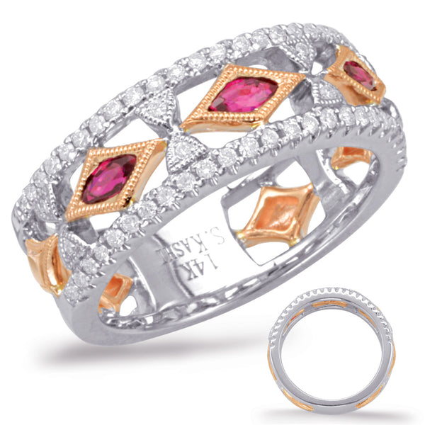 Rose & White Gold Ruby & Diamond Ring - C5811-RRW