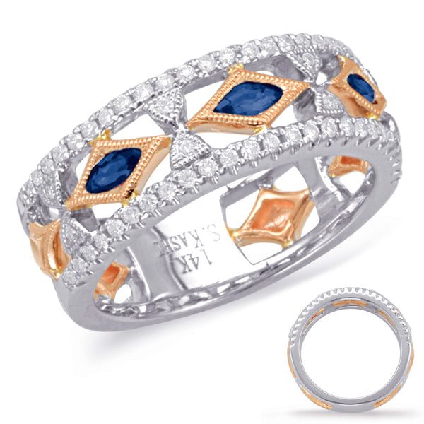 Rose & White Sapphire & Diamond Ring - C5811-SRW