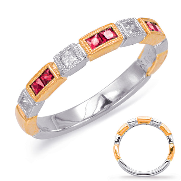 Rose & White Gold Ruby & Diamond Ring - C5812-RRW