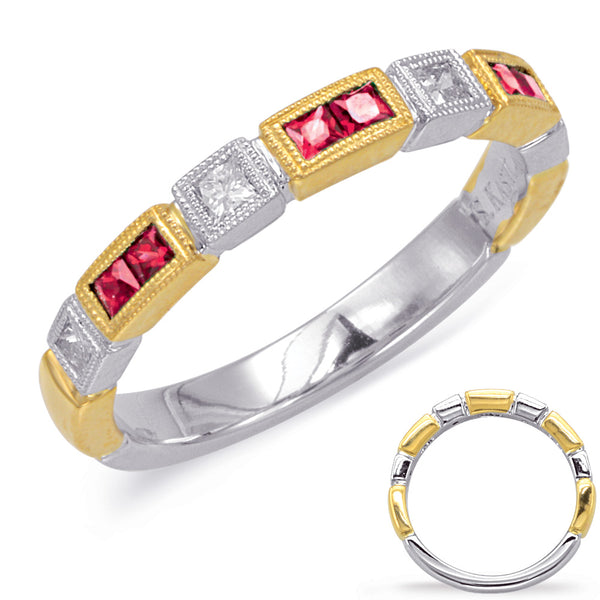 Yellow & White Gold Ruby & Diamond Ring - C5812-RYW