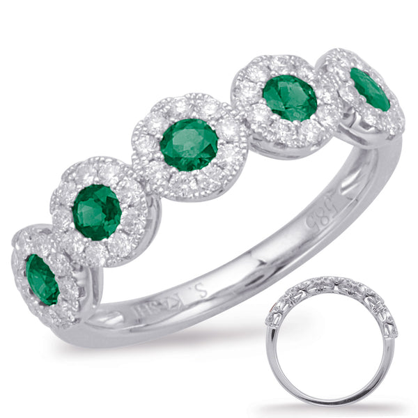 White Gold Emerald & Diamond Ring - C5816-EWG