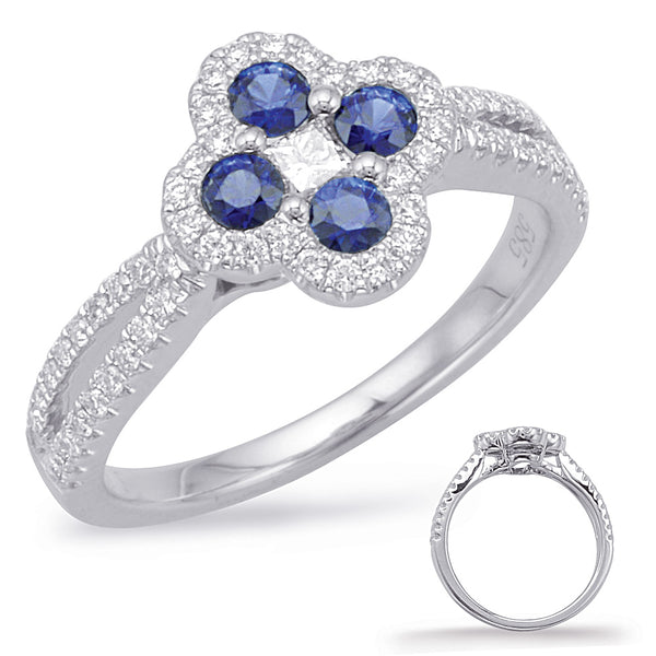 White Gold Sapphire & Diamond Ring - C5817-SWG