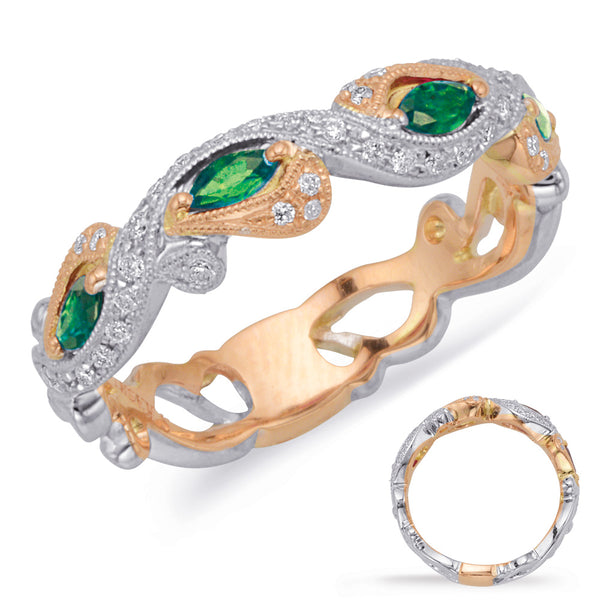 Rose & White Gold Emerald & Diamond Ring - C5818-ERW