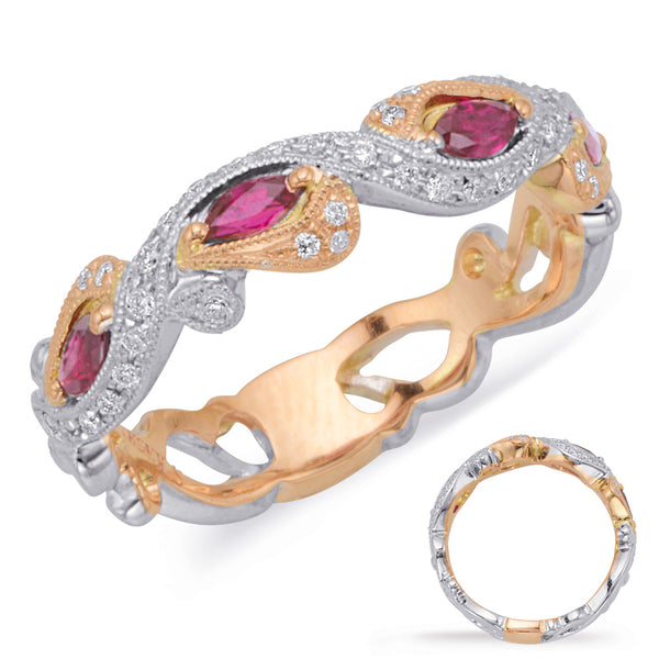 Rose & White Gold Ruby & Diamond Ring - C5818-RRW