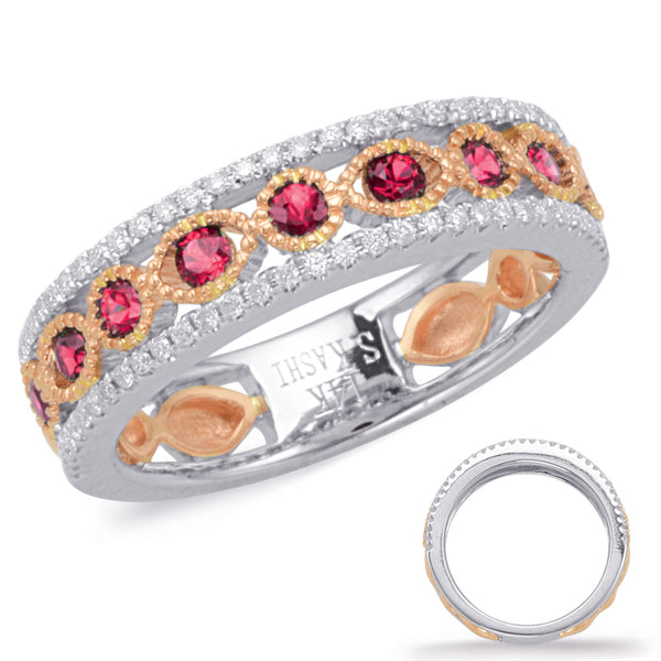 Rose & White Gold Ruby & Diamond Ring - C5820-RRW
