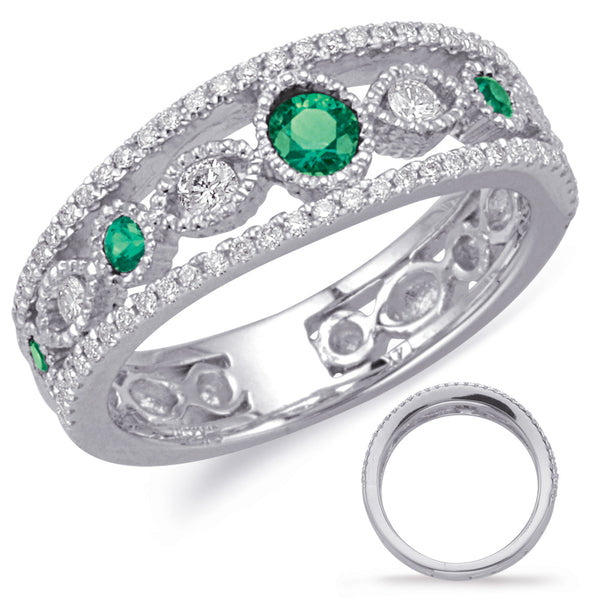 White Gold Emerald & Diamond Ring - C5822-EWG