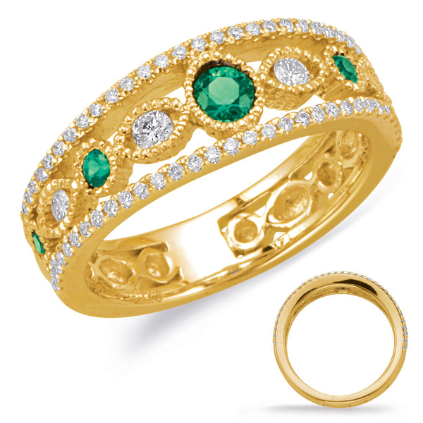 Yellow Gold Emerald & Diamond Ring - C5822-EYG