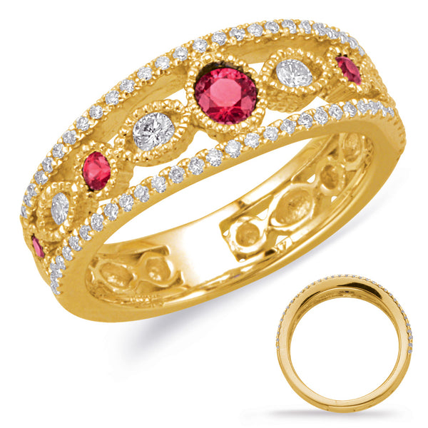 Yellow Gold Ruby & Diamond Ring - C5822-RYG