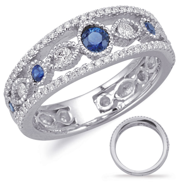 White Gold Sapphire & Diamond Ring - C5822-SWG