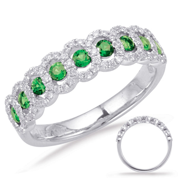 White Gold Emerald & Diamond Ring - C5824-EWG
