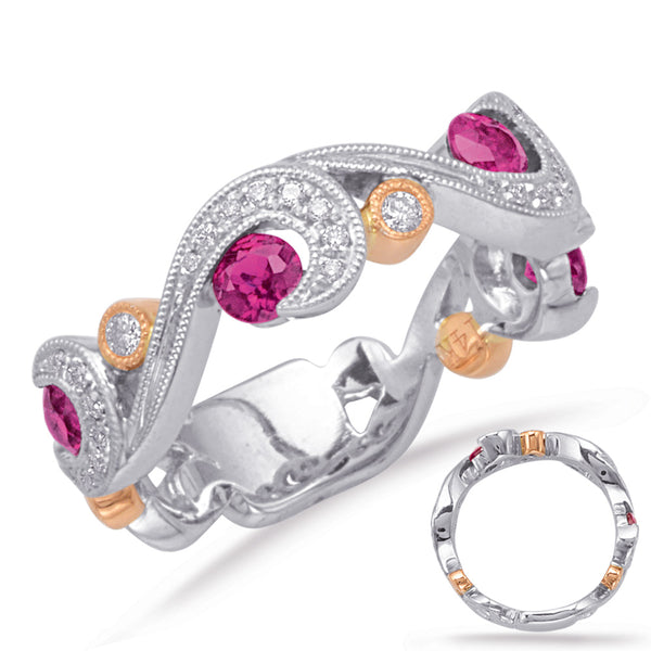 Rose & White Gold Ruby & Diamond Ring - C5825-RRW