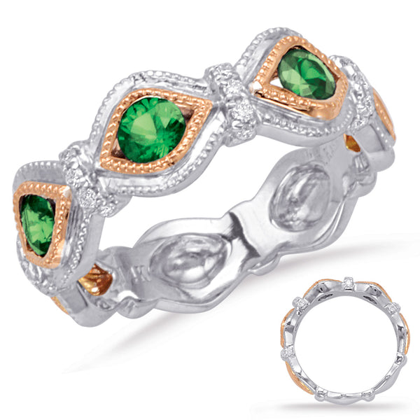 Rose & White Gold Emerald & Diamond Ring - C5826-ERW