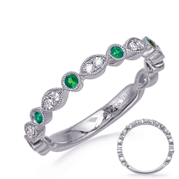 White Gold Emerald & Diamond Ring - C5827-EWG