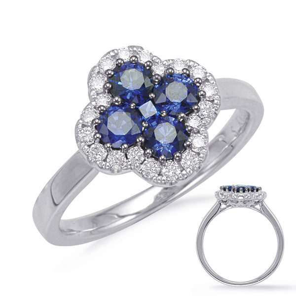 White Gold Sapphire & Diamond Ring - C5828-SWG