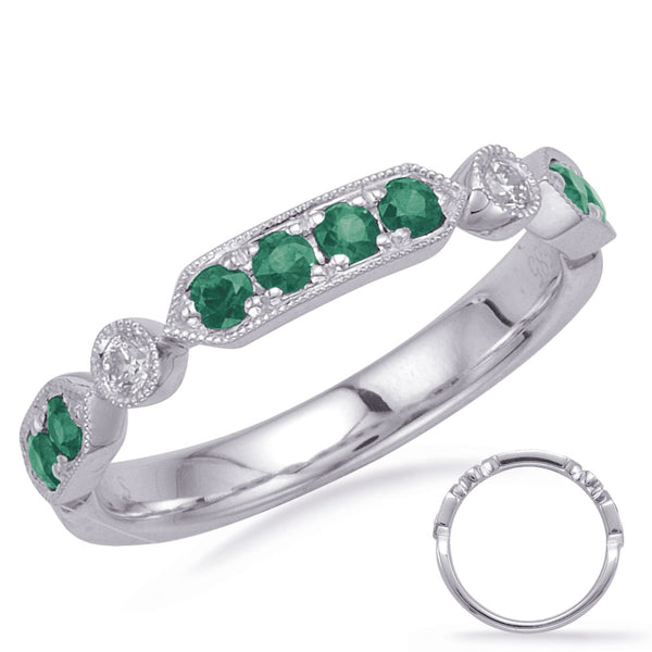 White Gold Emerald & Diamond Ring - C5832-EWG