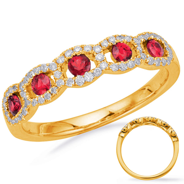 Yellow Gold Ruby & Diamond Ring - C5835-RYG