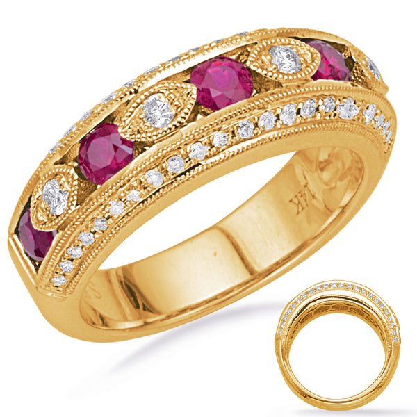Yellow Gold Ruby & Diamond Ring - C5839-RYG