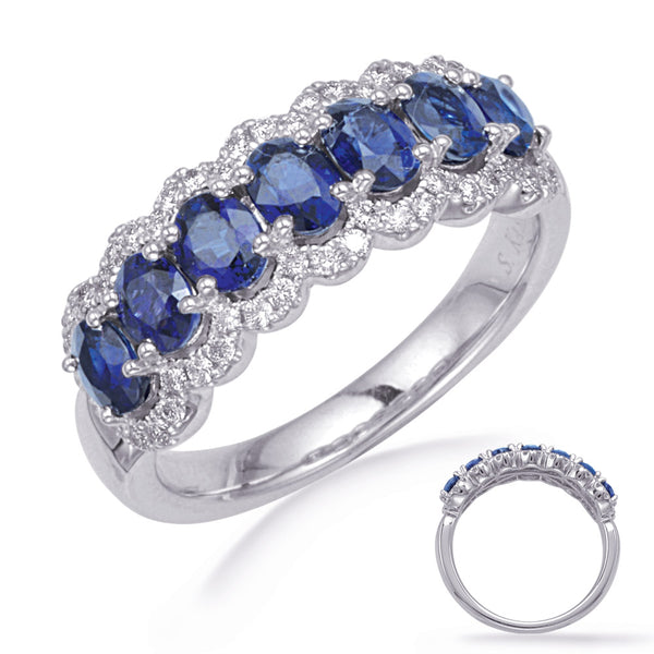 White Gold Sapphire & Diamond Ring - C5842-SWG