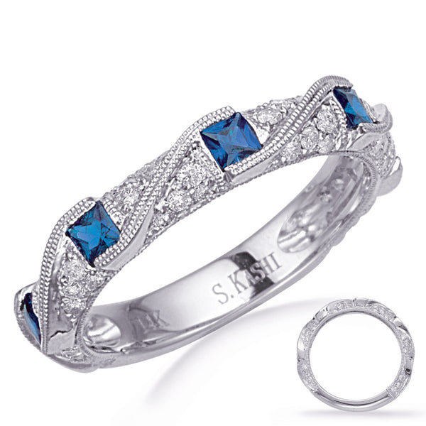 White Gold Sapphire & Diamond Ring - C5843-SWG