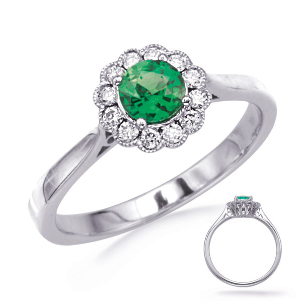 White Gold Emerald & Diamond Ring - C5845-EWG