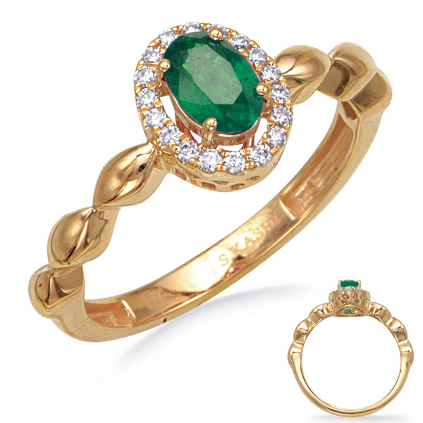 Yellow Gold Emerald & Diamond Ring - C5847-EYG
