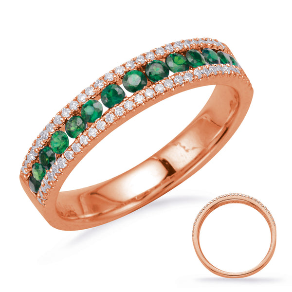 Rose Gold Emerald & Diamond Ring - C7326-ERG