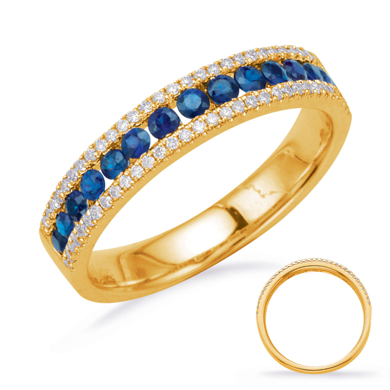 Yellow Gold Sapphire & Diamond Ring - C7326-SYG
