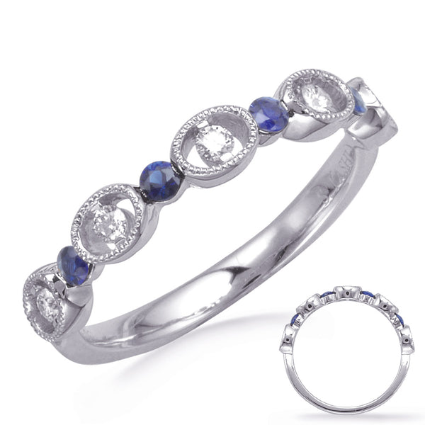 White Gold Sapphire & Diamond Ring - C8016-SWG