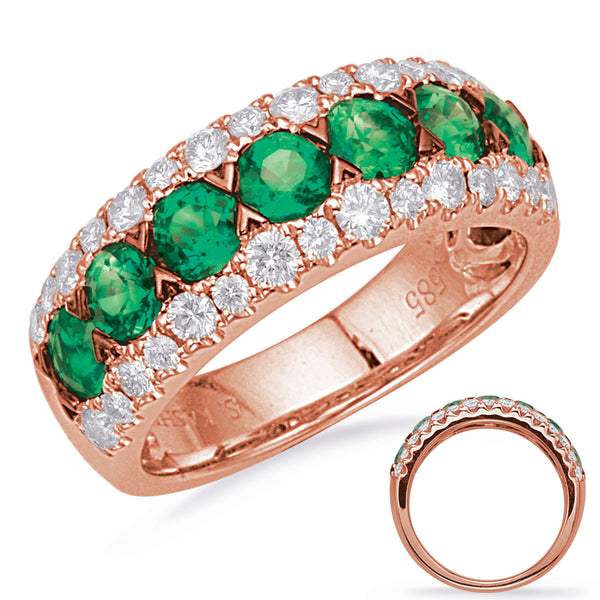 Rose Gold Emerald & Diamond Ring - C8032-ERG