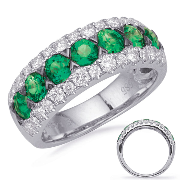 White Gold Emerald & Diamond Ring - C8032-EWG
