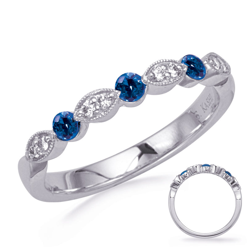 White Gold Sapphire & Diamond Ring - C8033-SWG