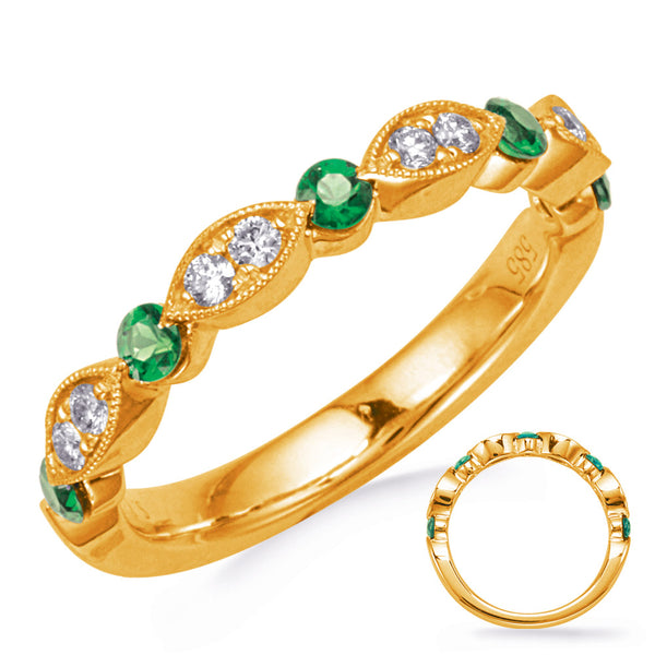 Yellow Gold Emerald & Diamond Ring - C8034-EYG