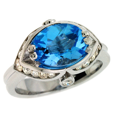 Blue Topaz & Diamond Ring - CX5600-BTW