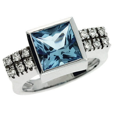 Blue Topaz & Diamoind Ring - CX5679-BTW