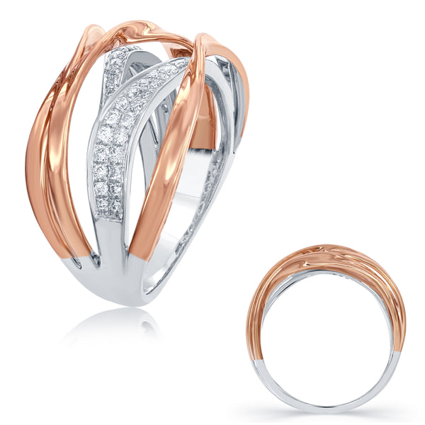Rose & White Gold Diamond Fashion Ring - D4483RW