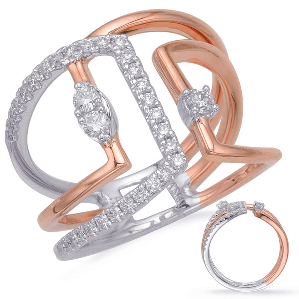 Rose & White Gold Diamond Fashion Ring - D4687RW