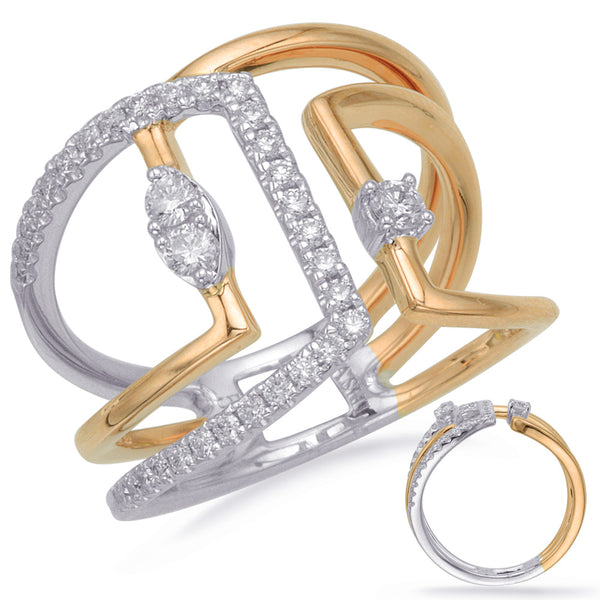 Yellow & White Gold Diamond Fashion Ring - D4687YW