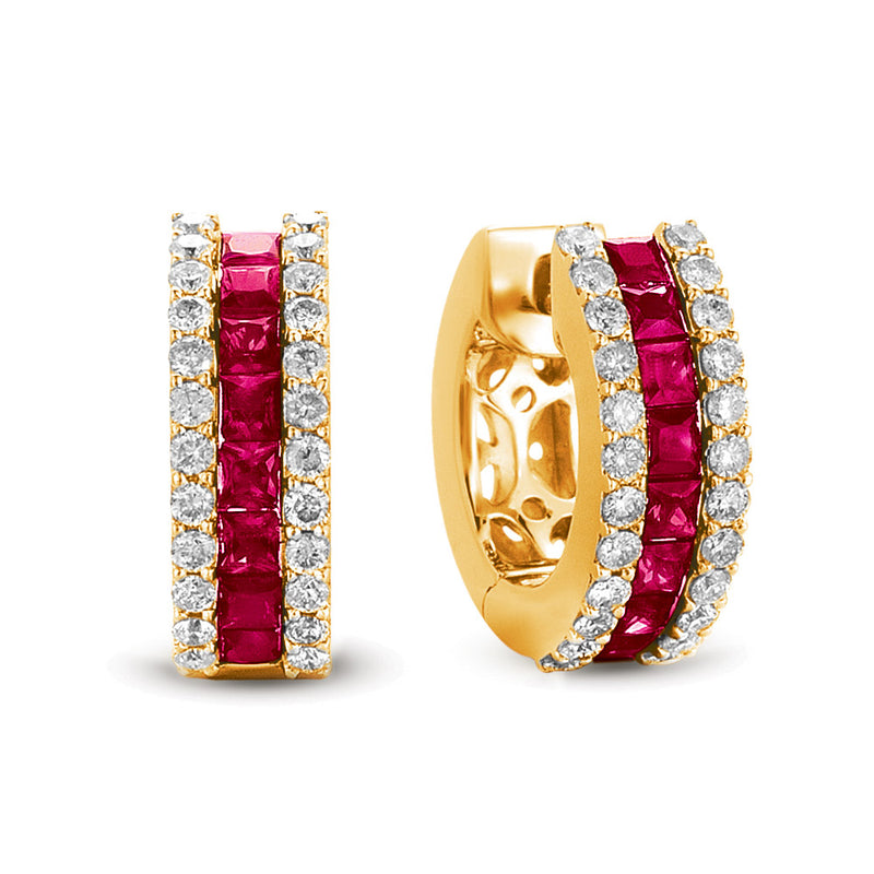 Yellow Gold Ruby & Diamond Earring - E7512-RYG