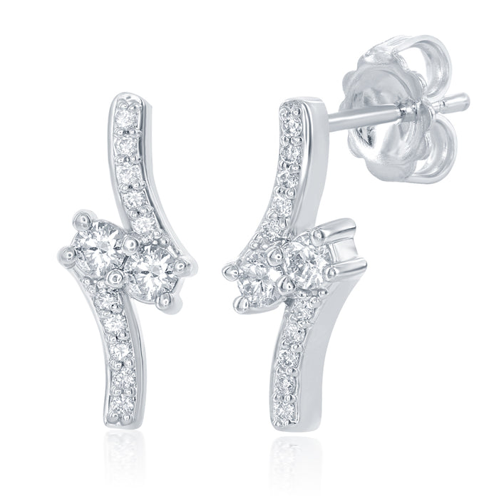 White Gold Two Stone Earring - E7905-5WG