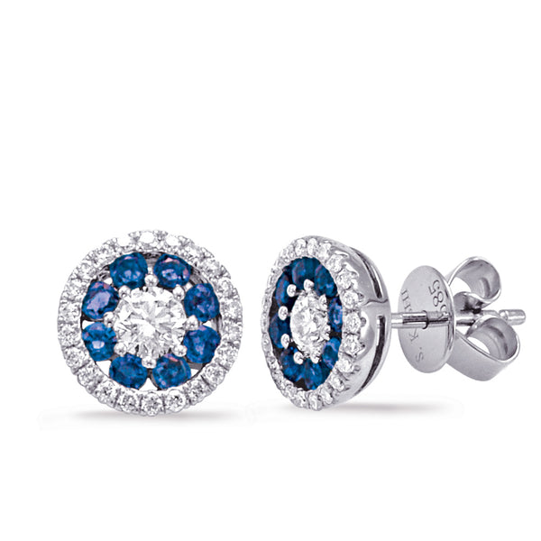 White Gold Sapphire & Diamond Earring - E7910-SWG