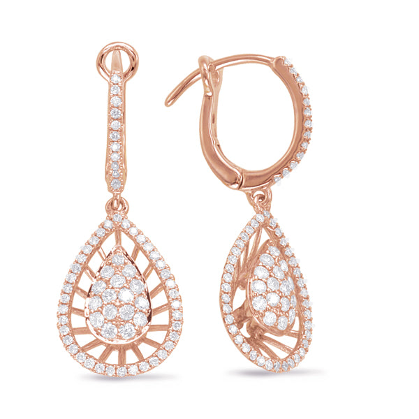 Rose Gold Diamond Hoop Earring - E7916RG
