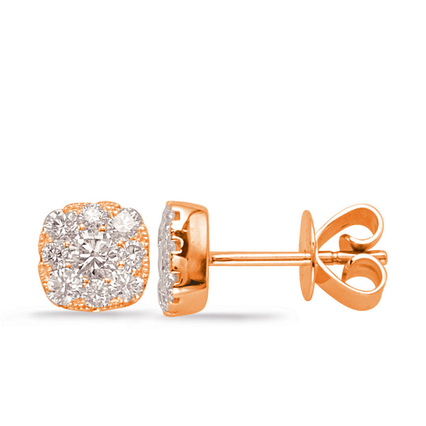 Rose Gold Diamond Stud Earring - E7937-6.7MRG