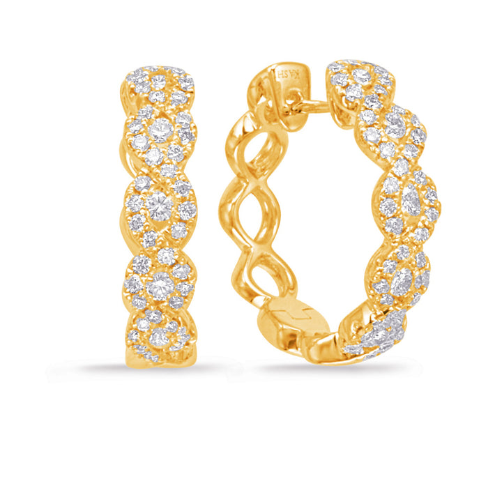 Yellow Gold Diamond Hoop Earring - E7944YG